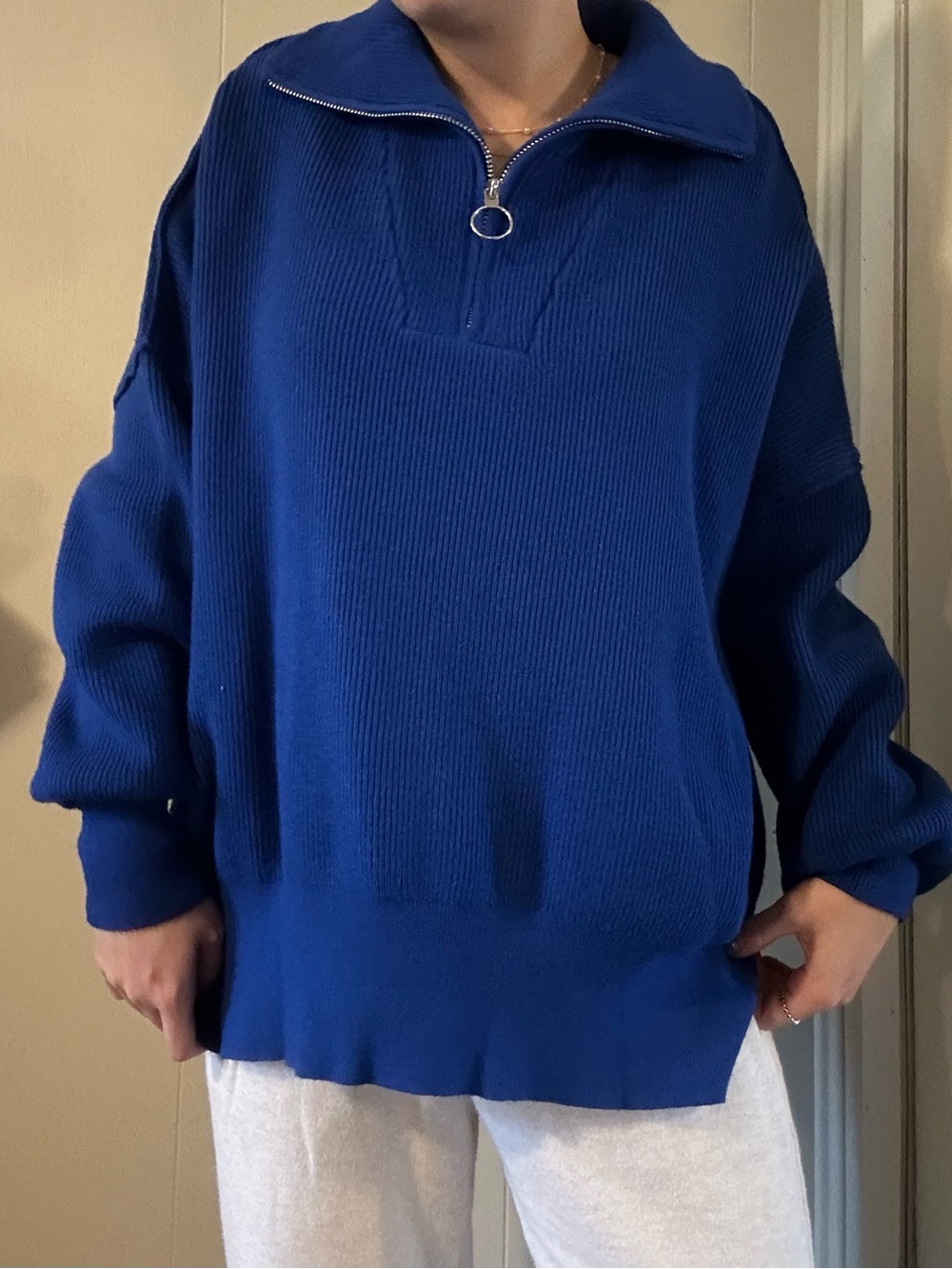 Amazon Women’s Size S Royal Blue Half-Zip Pullover Sweater